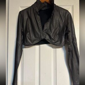 Black Women's Cropped Leather Top